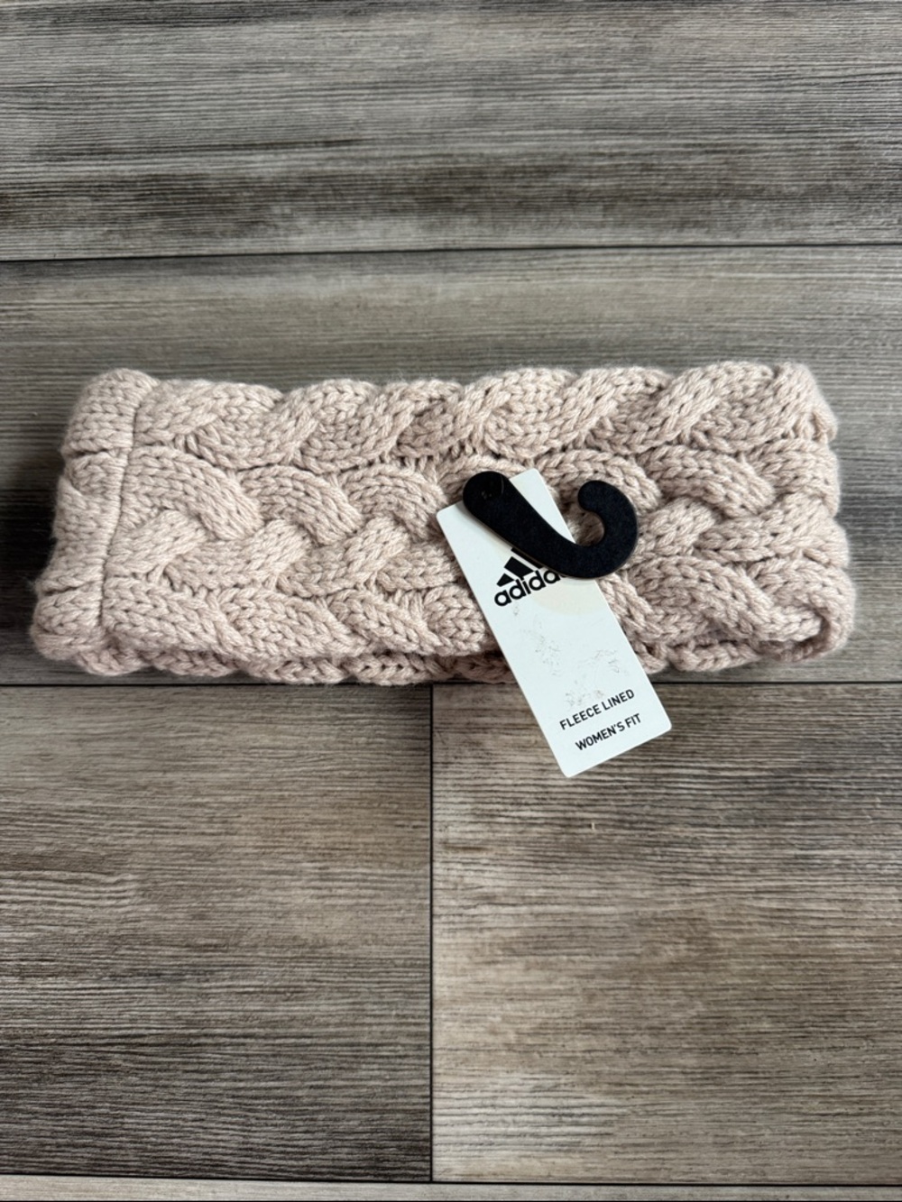 adidas Cable Knit Fleece-Lined Headband - Tan